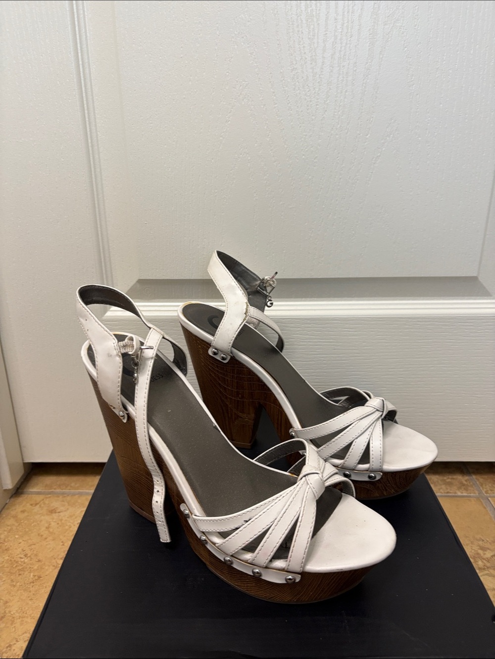 White Women's High Heel Platform Sandals
